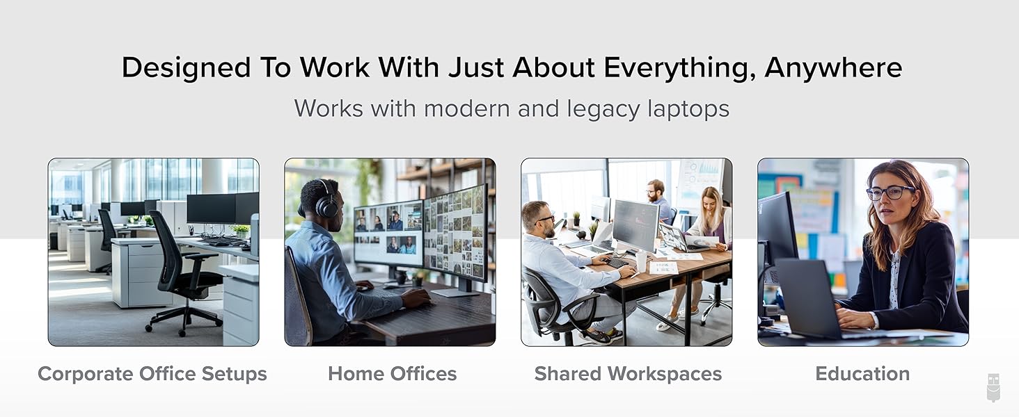 A pc docking station keeps devices connected making it easy to switch between work and personal use