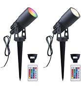 Makergroup RGB Color Changing MR11 LED Landscape Lights Low Voltage 12V-24V, Weatherproof Outdoor...