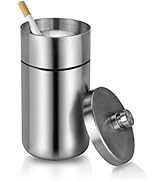 cgaplus Car Ashtray with Lid Smell Proof Stainless Steel Portable Ash Tray for Car Cup Holder Det...