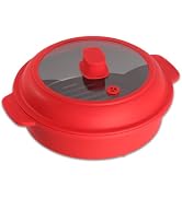 GLOU-GLOU GOOSE GGG Microwave Grill Pan, Fry Griddle Crisper Pan with Lid for Grilling Browning a...