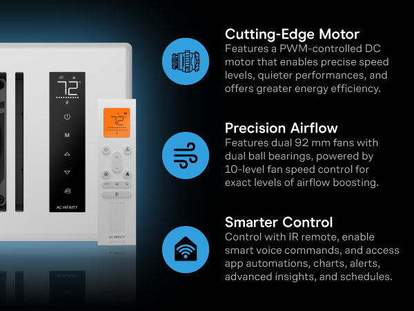 Register Booster Fan Improves Heating Cooling 10-Speed Control Bluetooth App Control