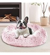 JOLLYVOGUE Small Calming Dog Bed, Anti-Anxiety Donut Cuddler Cat Bed with Anti-Slip Bottom, Fluff...