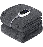 Sealy Electric Blanket Heated Throw 50×60" with 6 Heating Levels Dark Grey | Heated Blanket with ...
