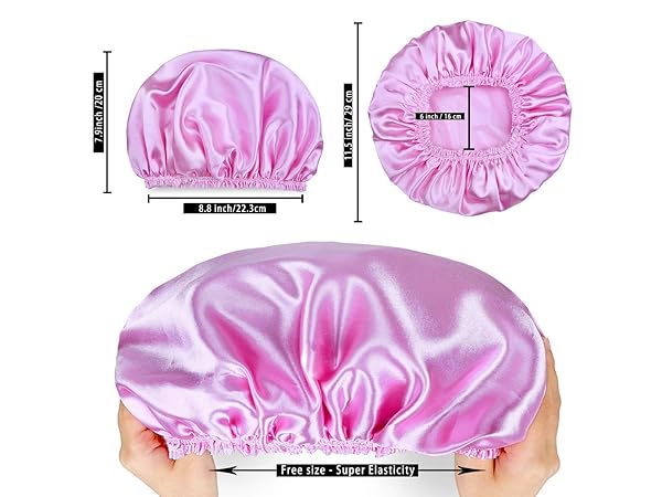 Shower Caps for Women 4PCS Solid Color Bath Caps