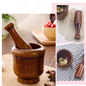 mortar and pestle set wood