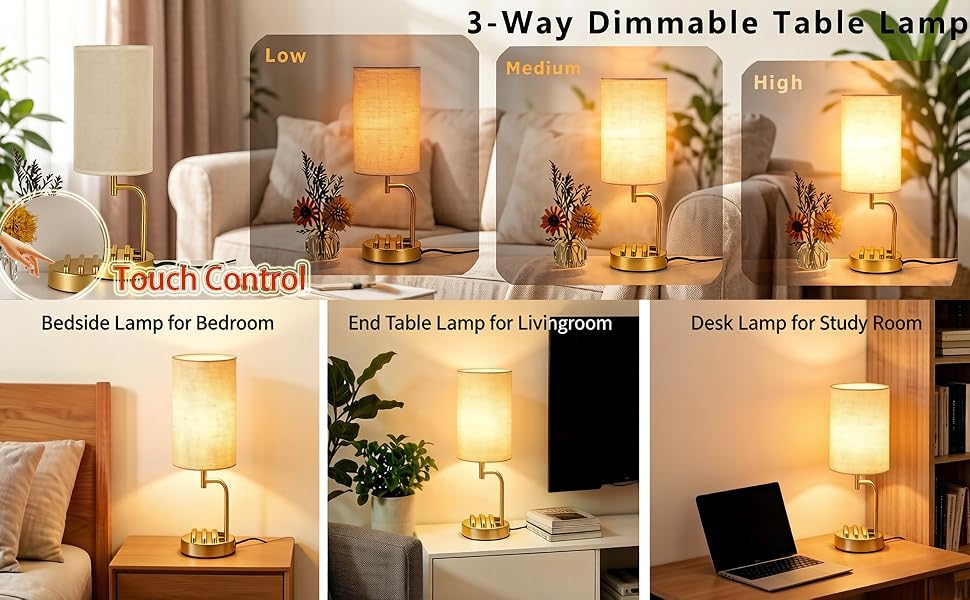touch control usb table lamp dimmable desk lamp nightstand lamp bedside lamp for bedroom