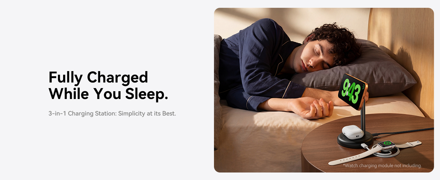 our magnetic charger includes atmosphere LED light strip,making it the perfect bedside companion