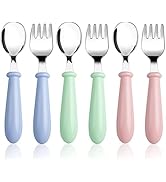 Pimoys 6 Pieces Toddler Utensils Kids Silverware Baby Forks and Spoons Set, Stainless Steel Child...