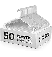 White Standard Plastic Hangers (50 Pack) Durable Tubular Shirt Hanger Ideal for Laundry & Everyda...