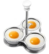 Sonhomay Egg Poacher, 3 Poached Eggs Cooker Egg Maker, Stainless Steel Egg Poaching Pan, Egg Poac...
