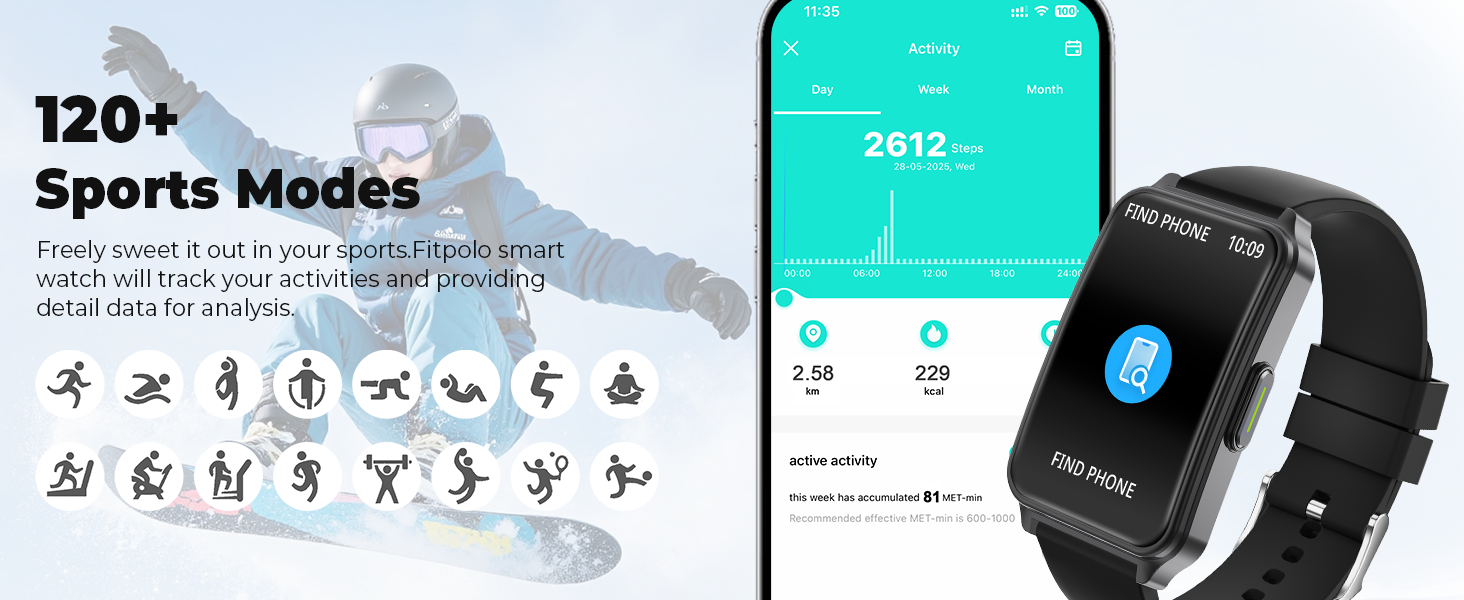 The fitness tracker watch has 24 sports modes