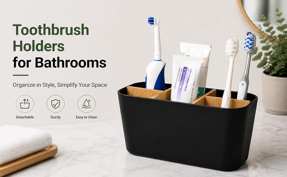 black toothbrush holder