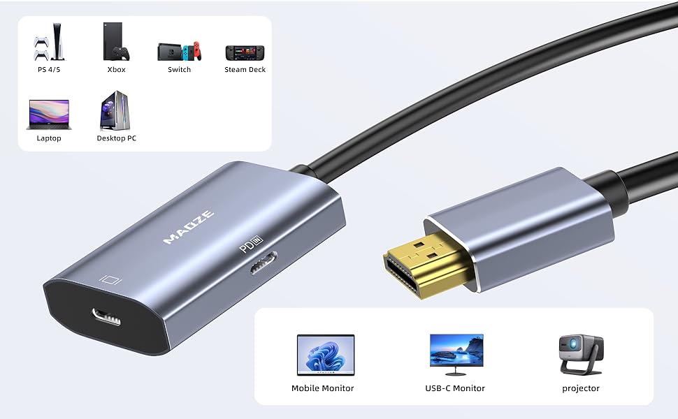 8K@30Hz HDMI to USB-C Adapter