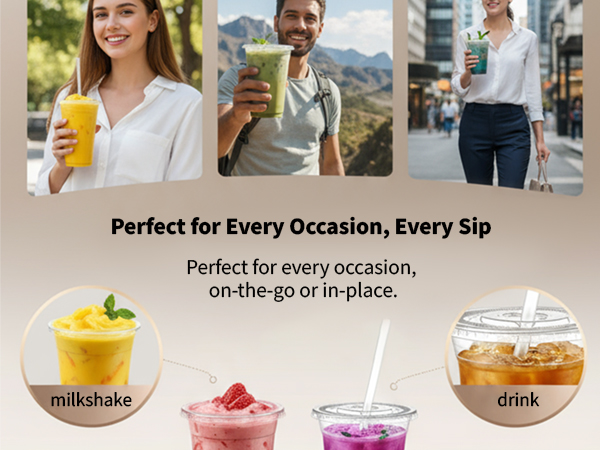 plastic cups with lids and staws