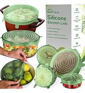 Reusable Silicone Stretch Lids for Food Storage in Fridge - Elastic Heat-Resistant Bowl Covers, C...