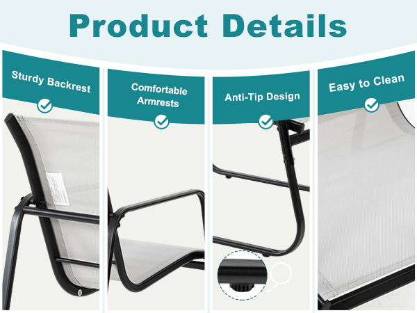 Sturdy Backrest, Comfortable Armrests, Anti-Tip Design, Easy to Clean
