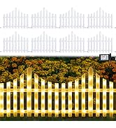 Hopolon 8 Pack 36LED Lighted Garden Fence,13.7x11.8inch Christmas Tree Fence Lights Plug in,8 Mod...