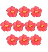 HOMSFOU 10pcs Artificial Hibiscus Flowers Hawaiian Faux Hibiscus Flowers Tropical Faux Floral Hea...
