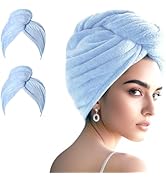 AGKXHDEC 2 Packs Microfiber Towel, Hair Turbans, Drying Hair Wrap for Women (Blue colore-2pcs)