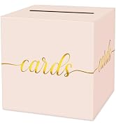 LIKAJON 1 Pack Blush Pink and Gold Foil Card Box for Party, 8.7" Blush Pink Gift Card Box for Bir...