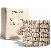 Yanibest 6 pcs 100% Mulberry Silk Scrunchies Non-Slip Scrunchies No Damage Silk Hair Ties for Wom...