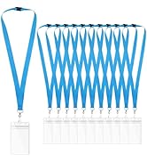 12-Pack Sky Blue Breakaway Lanyards with Waterproof Badge Holders, Polyester Neck Straps for ID C...
