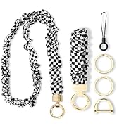 Stretchy Scrunchie Lanyard & Wristlet Set – Cute ID Badge Lanyard with Wrist Keychain for Women, ...