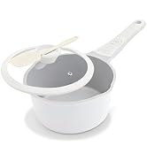 AIKENBBKK Small Sauce Pan with Lid, 1.5 Qt Ceramic Saucepan with Lid, Non Stick Sauce Pan, Milk P...