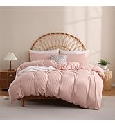 JSD Dusty Pink Duvet Cover Set Full Size, 3 Piece Duvet Cover with Pillow Shams, Soft Brushed Mic...