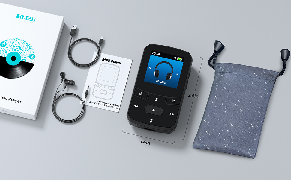 Music Player with Bluetooth Folder Compact Lightweight OTG Audiobooks Daily Use Offline No wifi