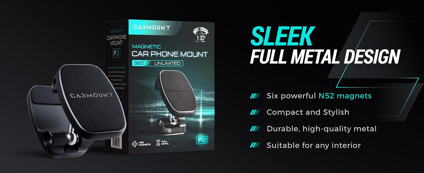 Carmount car phone dashboard holder mount iphone samsung android magnetic strong accessories