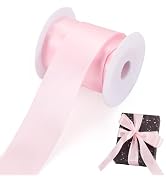 Pandahall 10 Yards Pink Satin Ribbon 1-1/2 Inch Wired Edge Ribbon Double Faced Polyester Satin Ri...