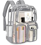 Attmu Clear Backpack, Heavy Duty PVC Transparent Bookbag with Reinforced Strap, Large Capacity Se...