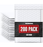 METRONIC 4x8" Bubble Mailer 200 Pack Waterproof White Small Bubble Mailers Usable Size 4x7" Self ...