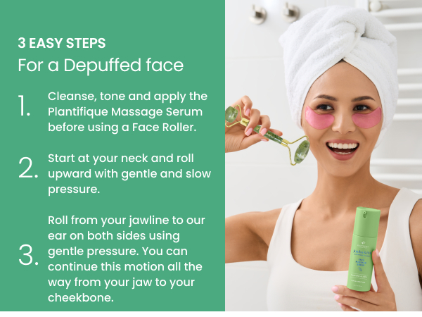Friends share a facial roller massager for a spa day while showing how to use the massage set
