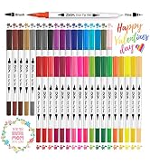 Art Coloring Brush Markers,ZSCM 36 Colors Duo Tip Calligraphy Marker Journal Pens for Adult Color...