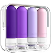 Quatish Travel Bottles for Toiletries, Original Patented Leak Proof Travel Size Containers, 3 oz ...