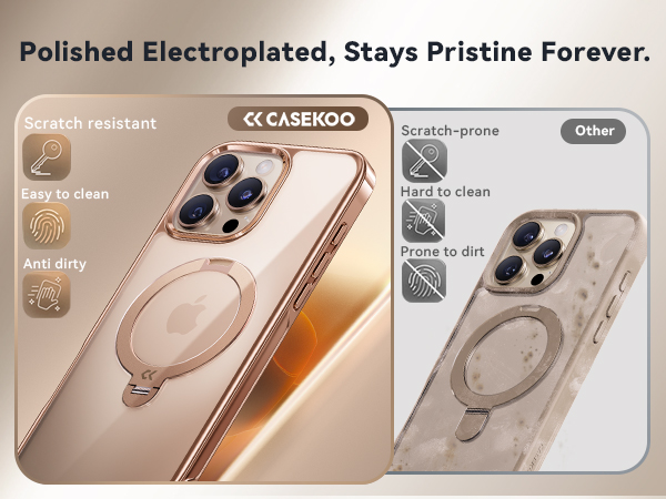 CASEKOO Desert Titanium for iPhone 16 Pro Max Case with 360° Spin Magnetic Stand