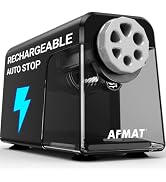 AFMAT 6-Hole Electric Pencil Sharpener for Classroom, Cordless & Rechargeable, Heavy Duty Pencil ...