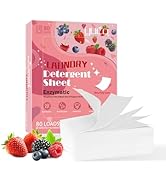 YCUO Eco Laundry Detergent Sheets - 80 Loads, Hypoallergenic Dryer Sheets with Berry Odor, Travel...