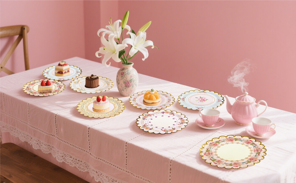 floral paper plates