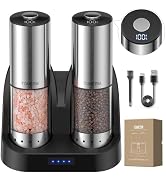 TOMEEM Rechargeable Electric Salt and Pepper Grinder Set, Battery Display | 115ml Large Capacity ...