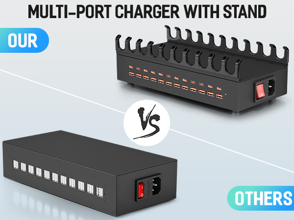Charging Station for Multiple Devices, 300W 24 Ports USB Charger Block Multiple USB Power Strip