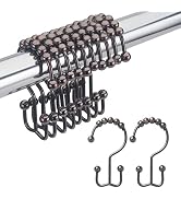 Amazer Shower Curtain Rings, Rust-Resistant Metal Double Shower Hooks for Curtain Rolling Shower ...