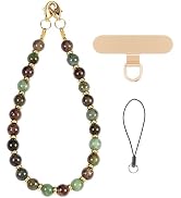 CH.yishi Gemstone Beaded Phone Charm Wrist Strap with Steel Cable Core Stringing, Detachable Phon...