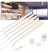 V4light 12'' Aluminum Under Cabinet LED Lights, 6-Pack Ultra-Slim Bars, Plug-in & Wired Touch Dim...