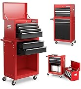 Goplus Rolling Tool Chest, 6-Drawer Tool Box Organizer w/Auto Locking System & Lockable Wheels & ...