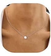 BriLove Gifts for Mom Women's 925 Sterling Silver Dainty Tiny Dot Necklace Round Circle Pendant C...