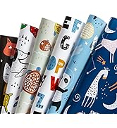 WRAPAHOLIC Wrapping Paper Sheet - Cute Animal Design for Birthday, Holiday, Party, Baby Shower - ...