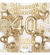 HILAVO 40th Birthday Decorations for Women, Champagne Gold Happy 40th Birthday Decorations with 4...